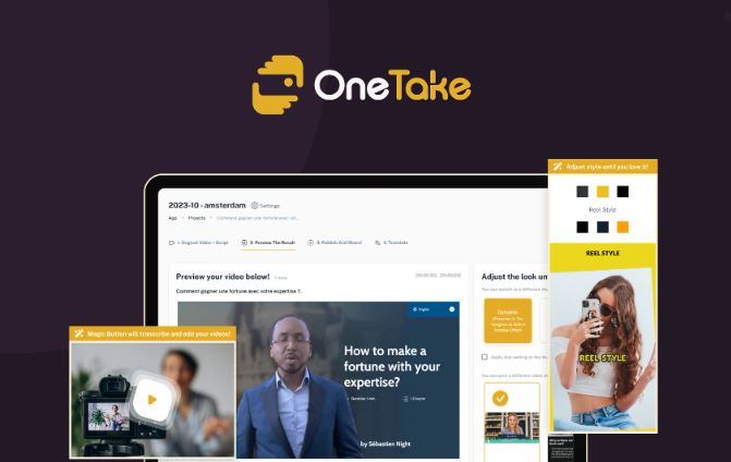 OneTake AI (Lifetime deal). Use this AI video editor to turn raw footage into ready-to-share presentations in one click